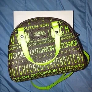 Von Dutch Women's Neon Green and Black Handbag